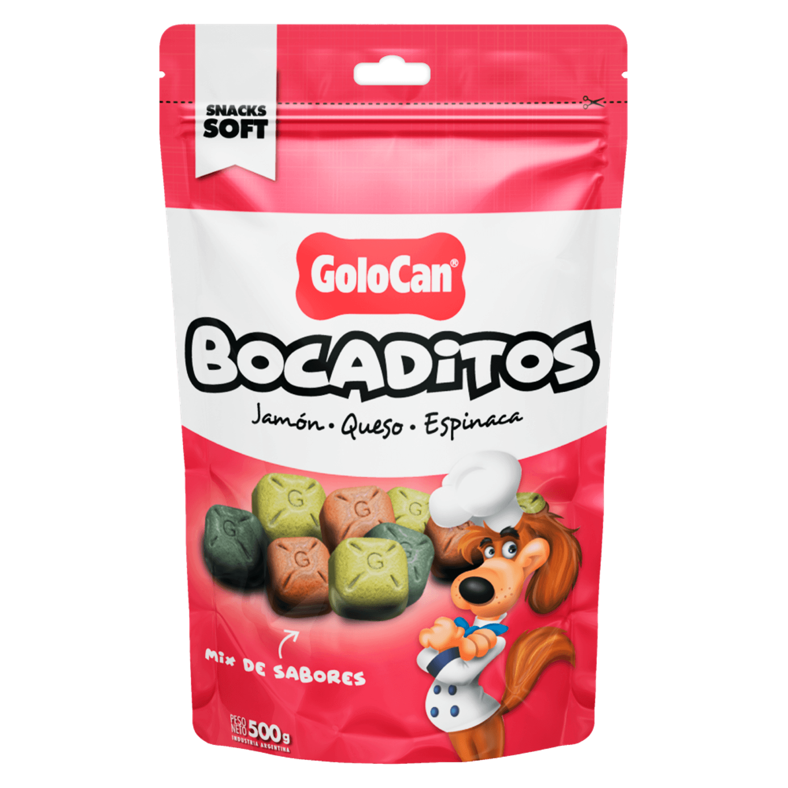 Bocaditos Golocan Jamón Queso Espinaca Snack Perro 500g