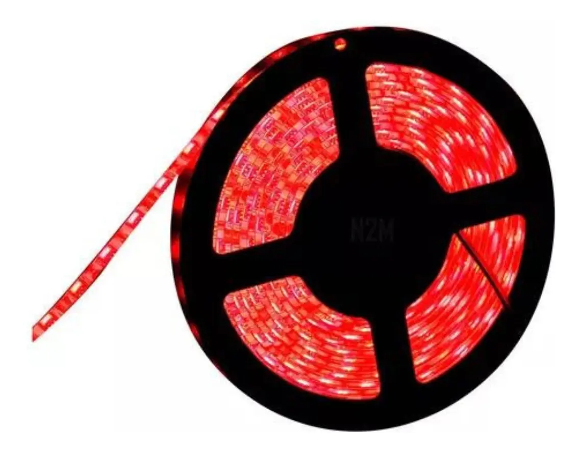 Tira Led 5050 Roja 5m 60 Leds X Metro 12v Interior Dimeable