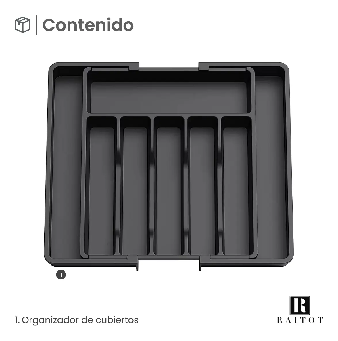 Organizador Cubiertos Extensible Raitot 8 Compartimentos