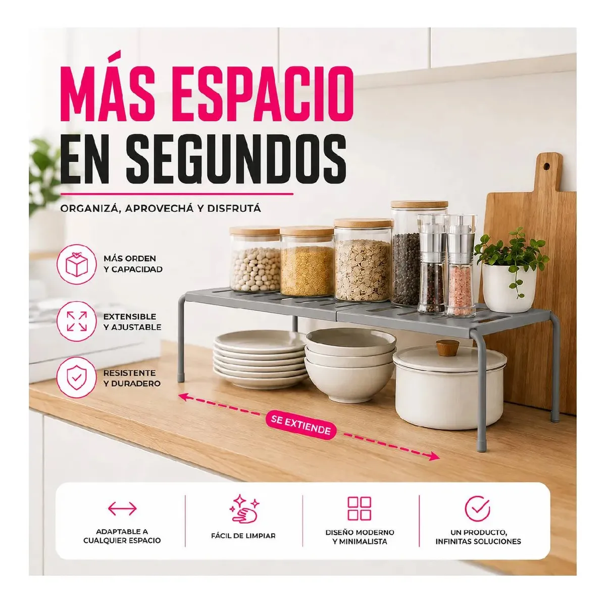 Estante Organizador Alacena Extensible Blanco Oh My Shop