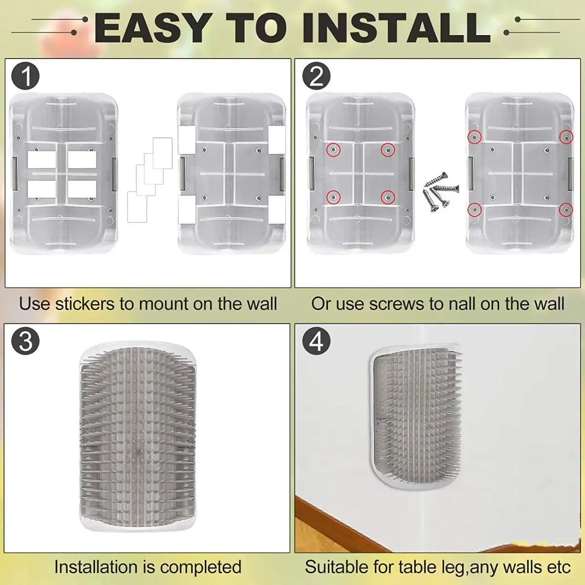 Cepillo Masajeador Catit Para Gatos Montaje Pared Gris