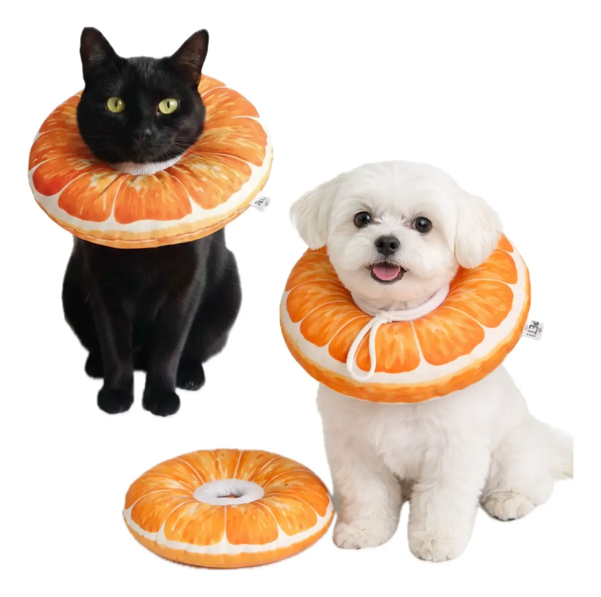 Collar Isabelino Acolchado Para Perro Y Gato Talle S Naranja
