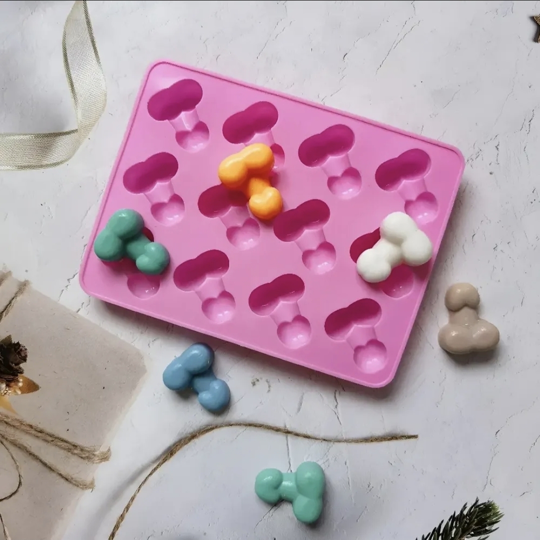 Molde Silicona Mini Pene 12 Cavidades Chocolate Resina