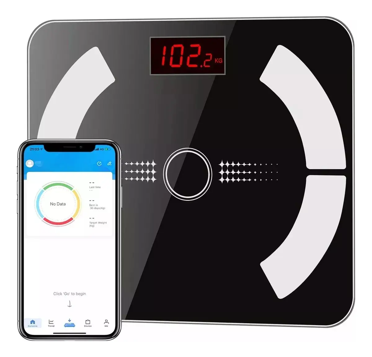Balanza Corporal Digital Bluetooth Vidrio App 180kg Negra