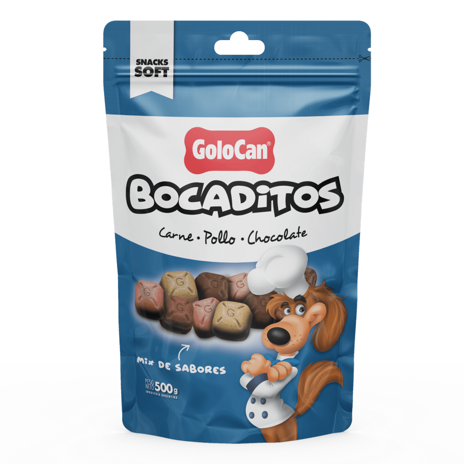 Bocaditos Golocan Snacks Blandos Carne Pollo Chocolate 500g