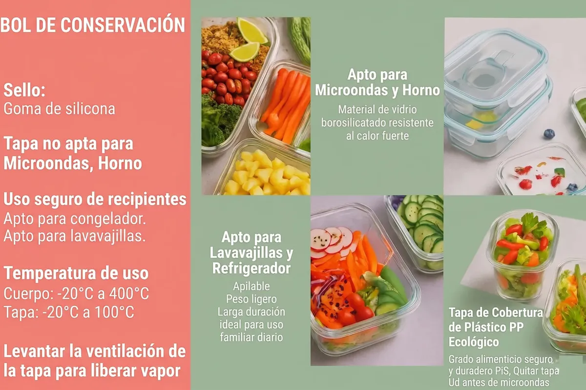 Set X3 Tupper Vidrio Hermético Eshopero 1.04L Con Válvula