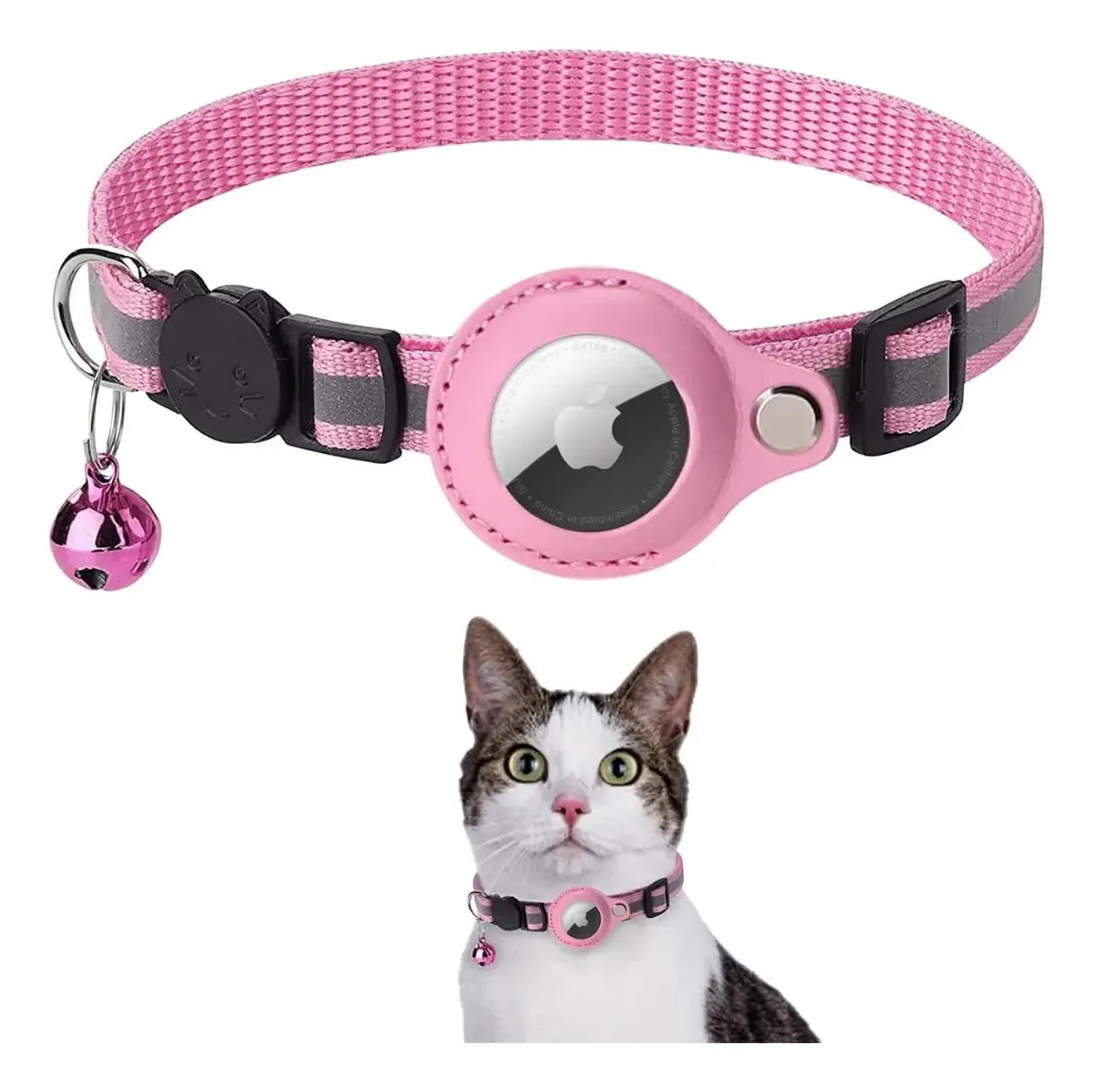 Collar Porta AirTag Reflectante Para Gato O Perro Chico