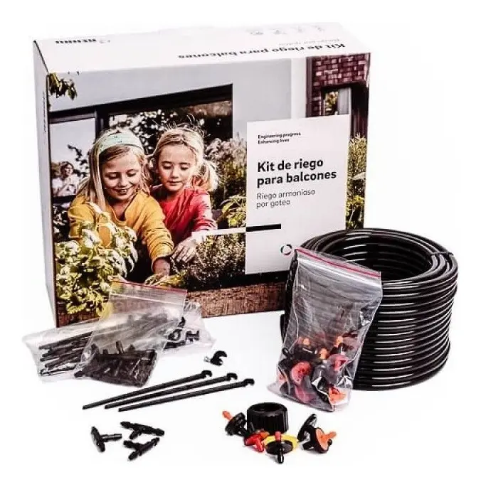 Kit Riego Goteo Rehau 20m 63 Piezas Goteros Para Balcones