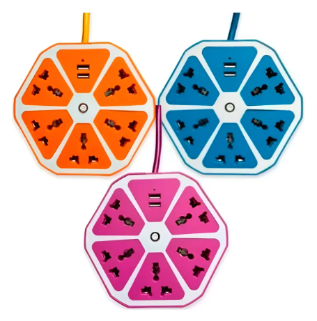 Zapatilla Eléctrica Hexagonal Bolduke 5 Tomas + 2 USB 220V
