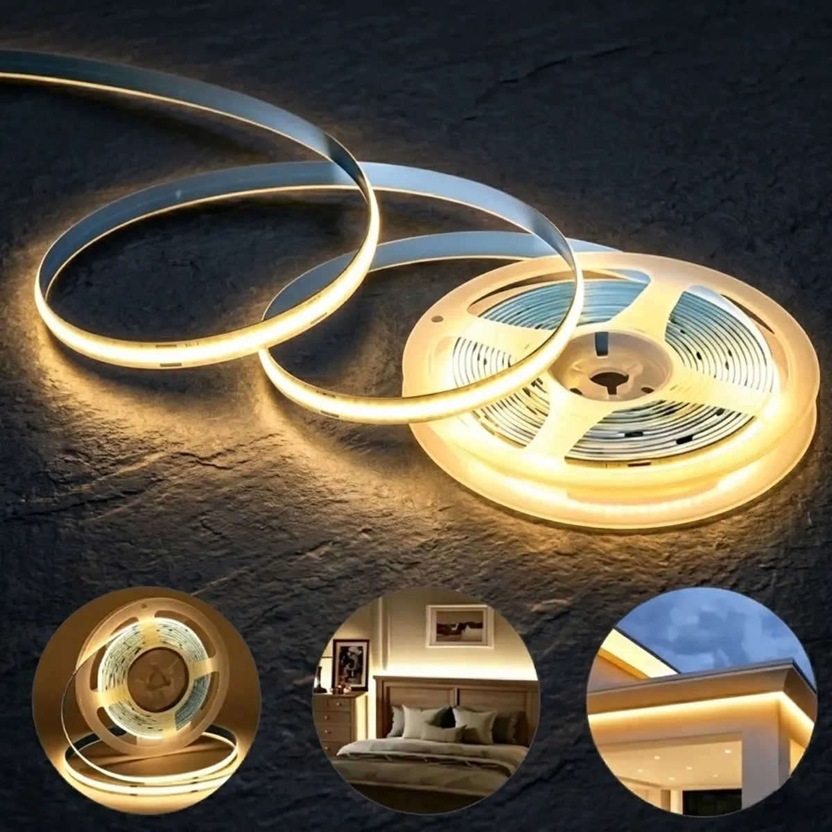 Tira Led Cob 10m Luz Cálida 3000k 240 Led/m 110v 8mm