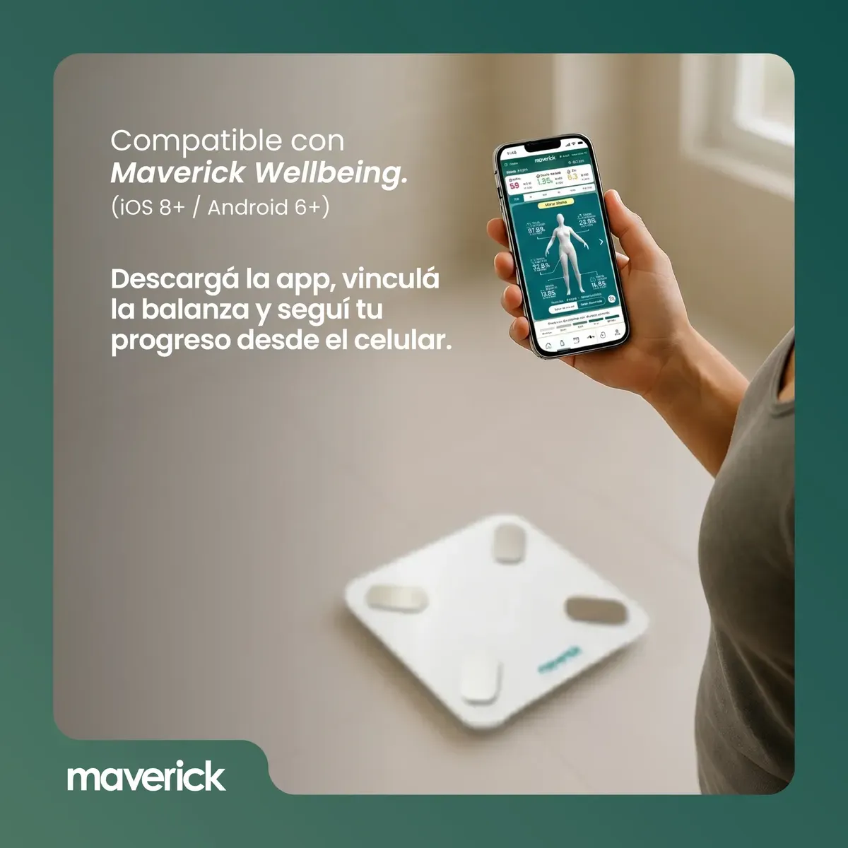 Balanza Corporal Inteligente Maverick Smartscale4 Bluetooth