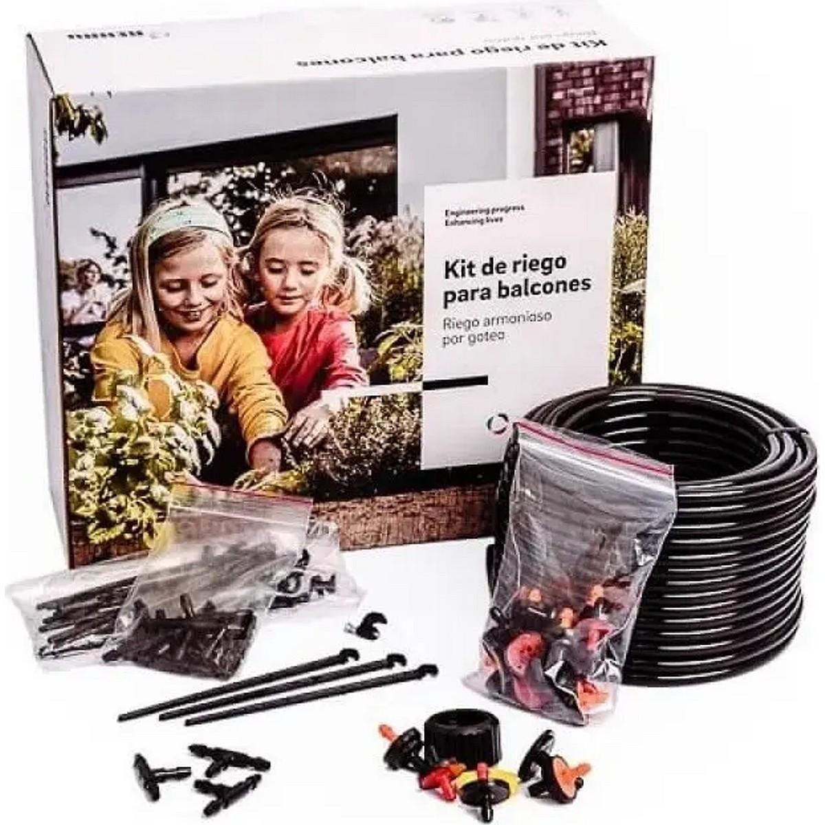 Kit Riego Goteo Rehau 20m 63 Piezas Goteros Para Balcones