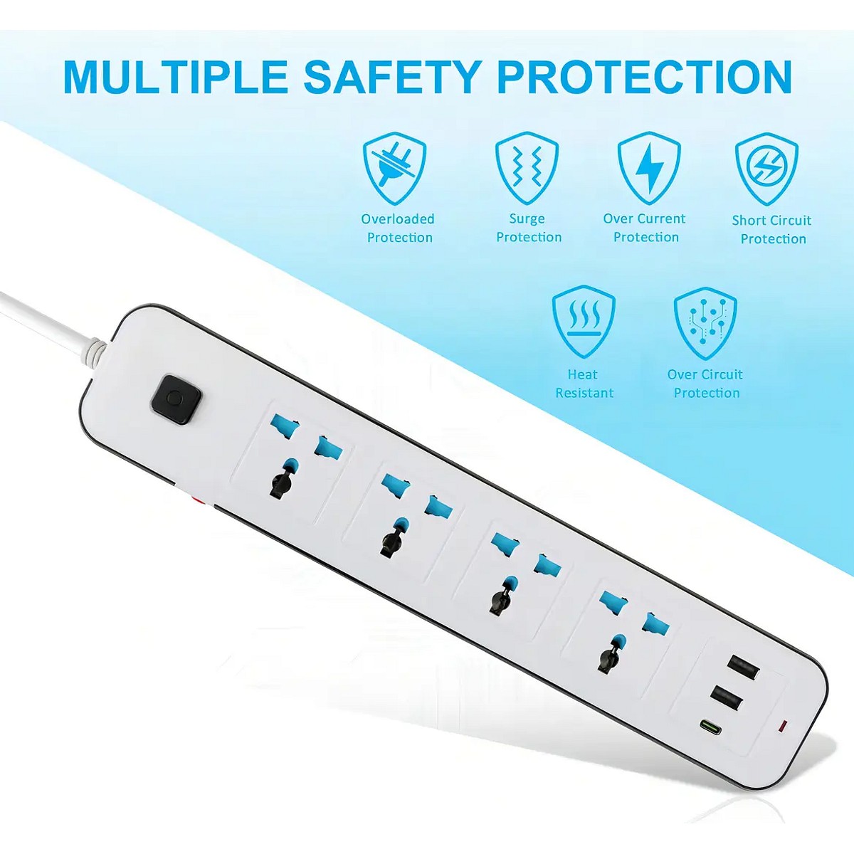 Zapatilla Electrica Seisa AMT-636 4 Tomas USB Tipo C