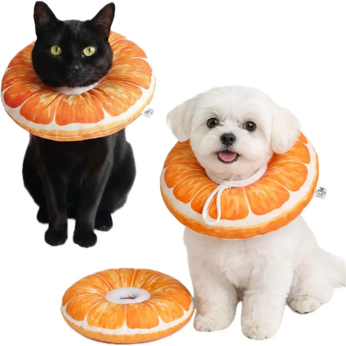 Collar Isabelino Acolchado Para Perro Y Gato Talle S Naranja