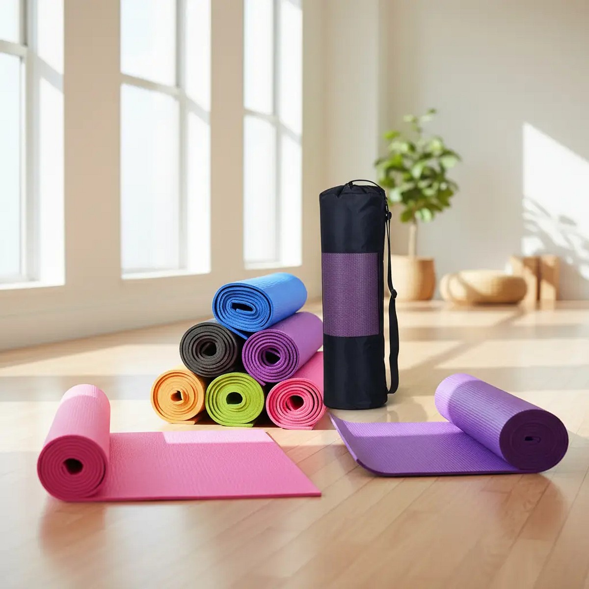 Mat De Yoga Antideslizante Goma EVA 173x61cm 4mm Con Bolso
