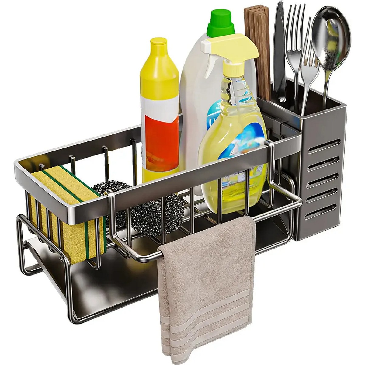 Organizador Bacha Cocina Acero Porta Esponja Y Detergente