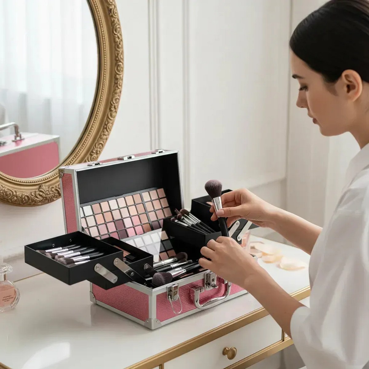 Maletin Organizador Cosméticos Montoya 2117 Rosa Con Llave