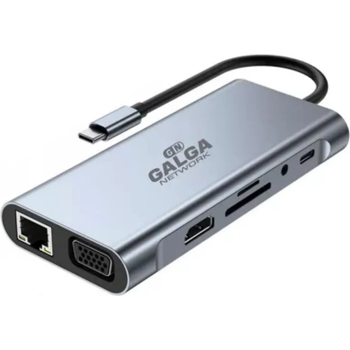 Hub USB C 11 en 1 Galga HDMI VGA Ethernet SD Aluminio