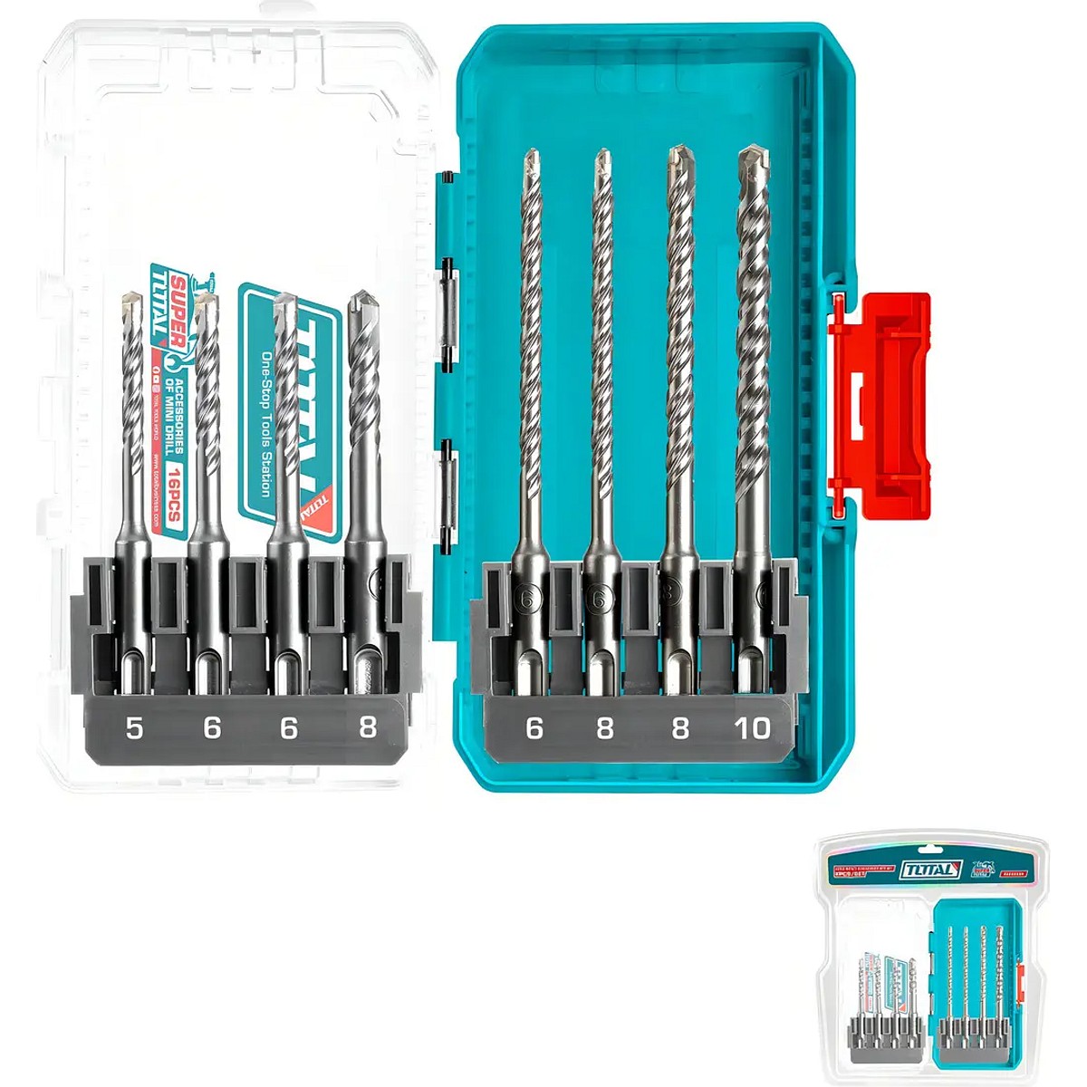 Set 8 Mechas Widia Total SDS Plus 5 A 10mm Para Concreto