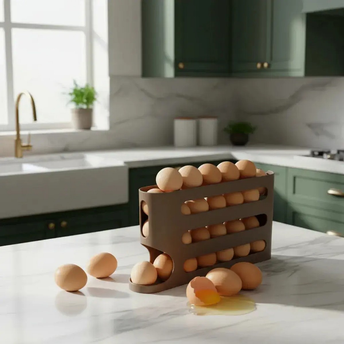Organizador Huevos Deslizante Plástico Antigoteo 21 Huevos