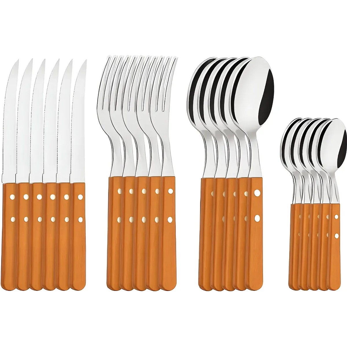 Cubiertos Tramontina Dynamic X24 Acero Inox Mango Madera