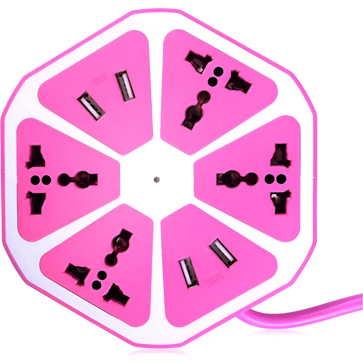 Zapatilla Electrica Hexagonal 4 Tomas 4 USB Violeta 10A