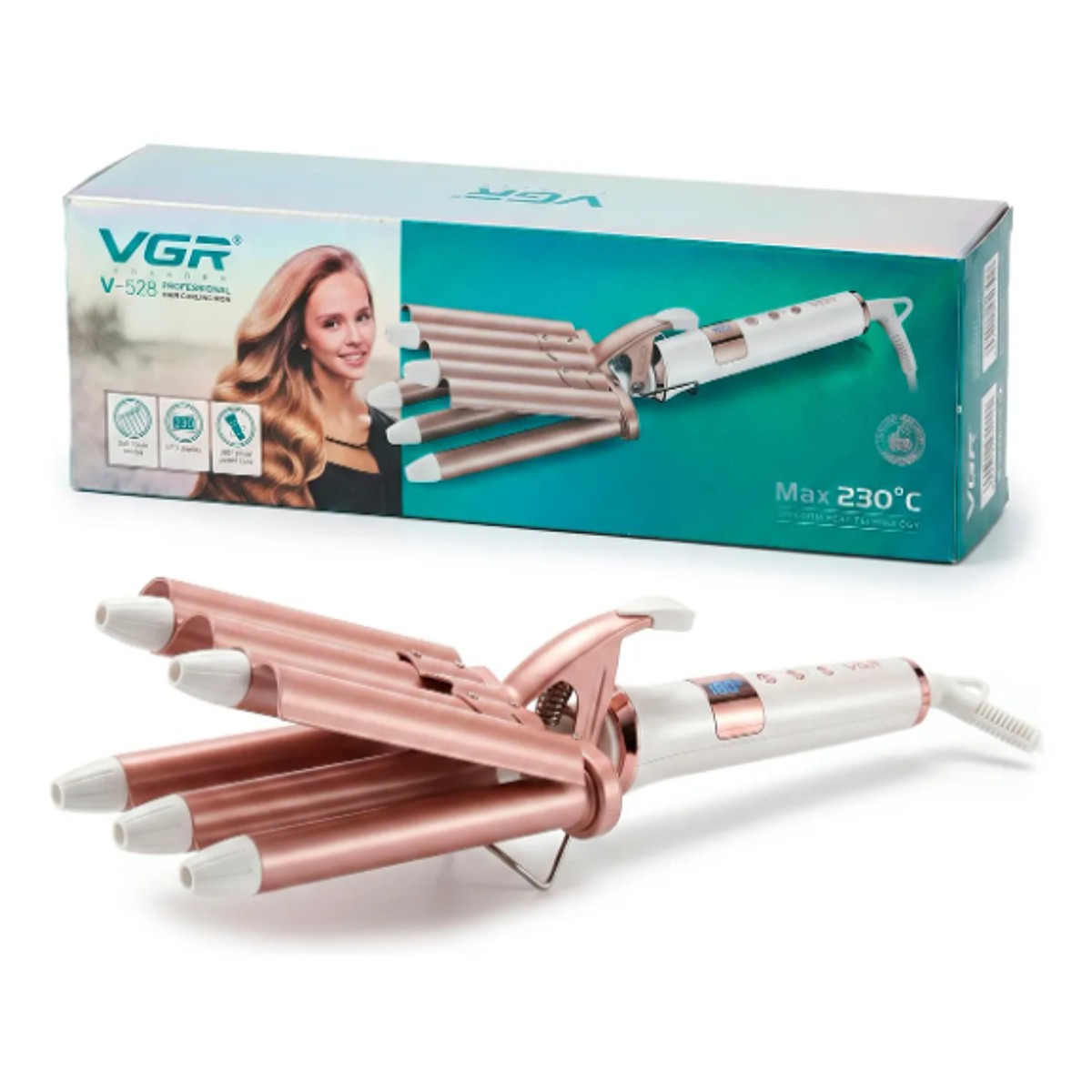 Buclera Rizador VGR V-528 5 Ondas Cerámica 230°C