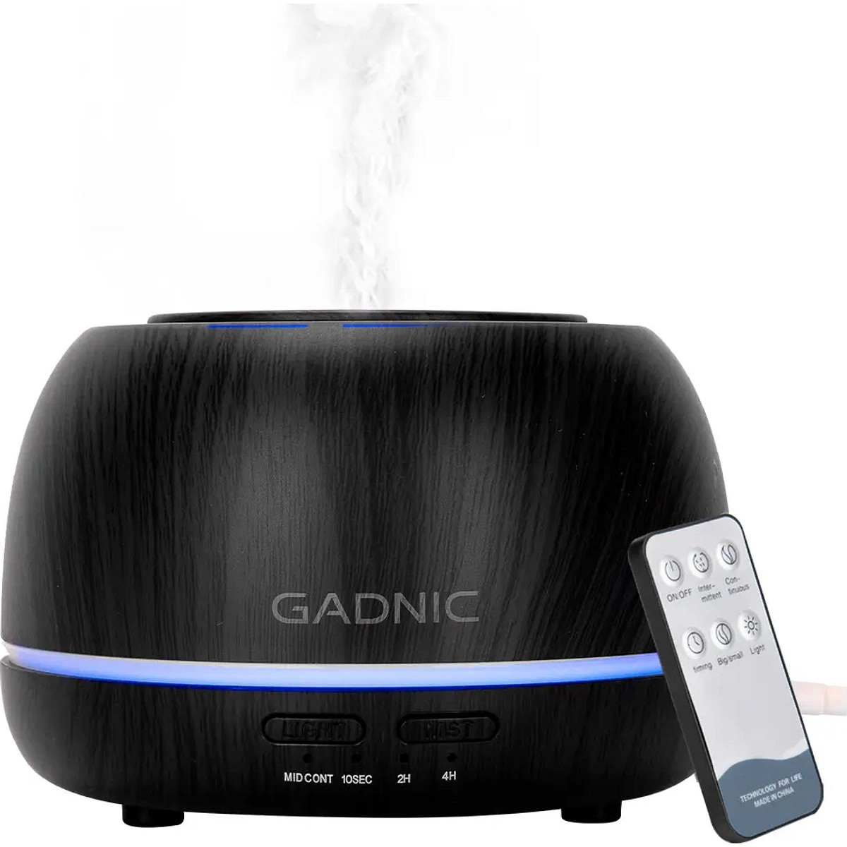 Difusor Humidificador Gadnic 300ml Efecto Madera Luz Led