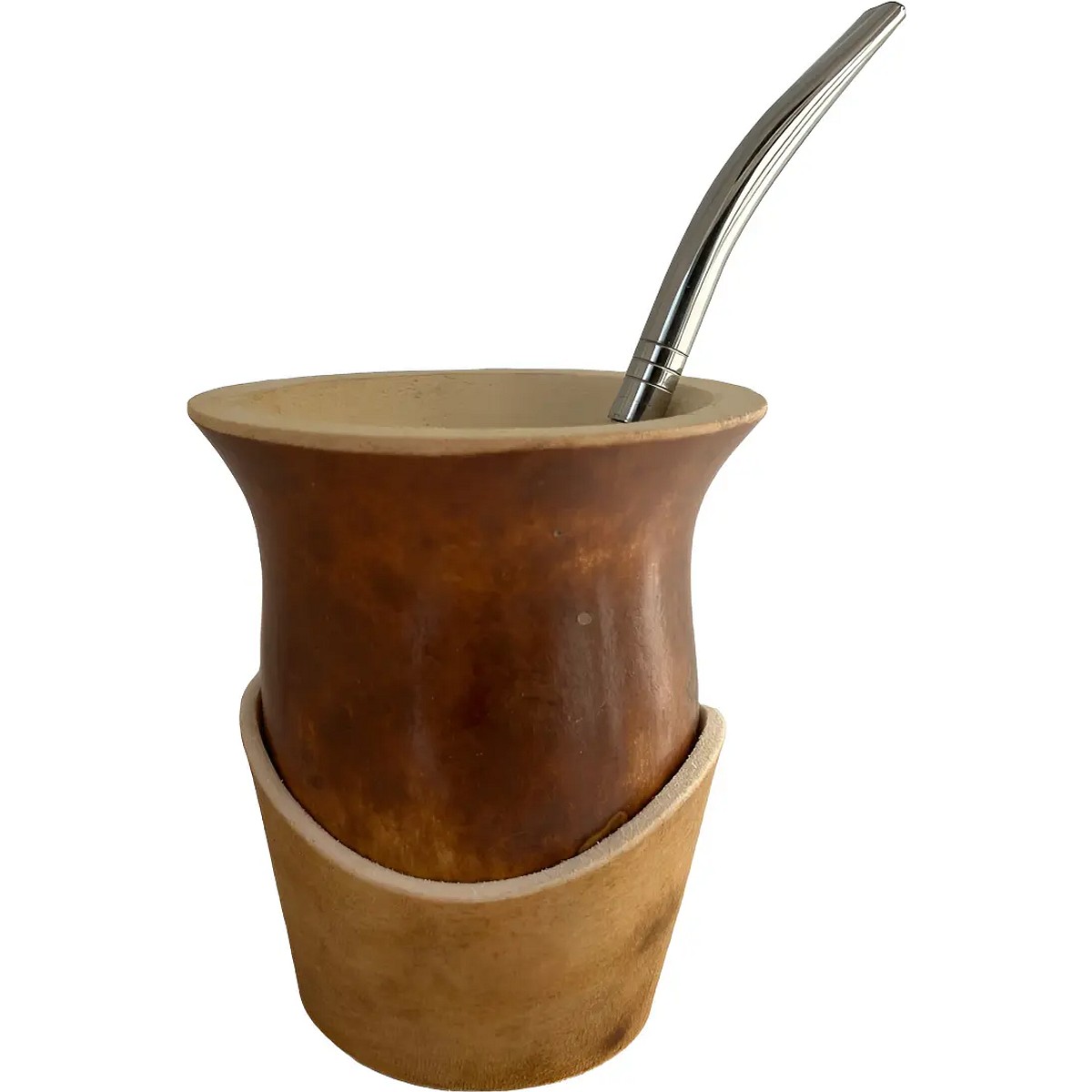 Mate Camionero Criollo Calabaza Cuero + Bombilla Pico Loro