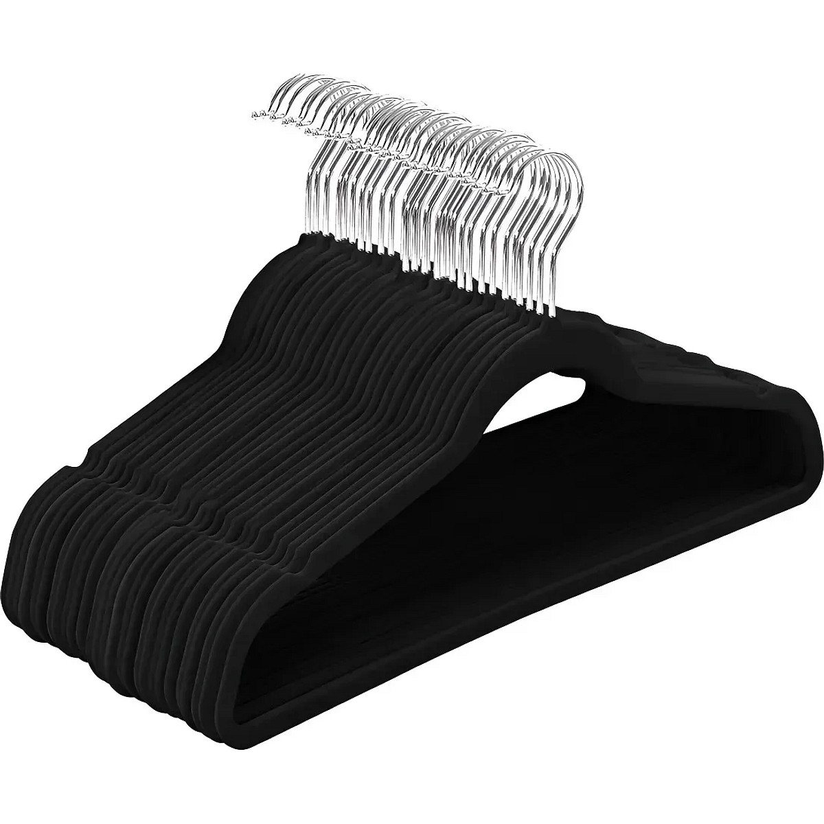 Pack X20 Perchas Antideslizantes Terciopelo Newtek Negro