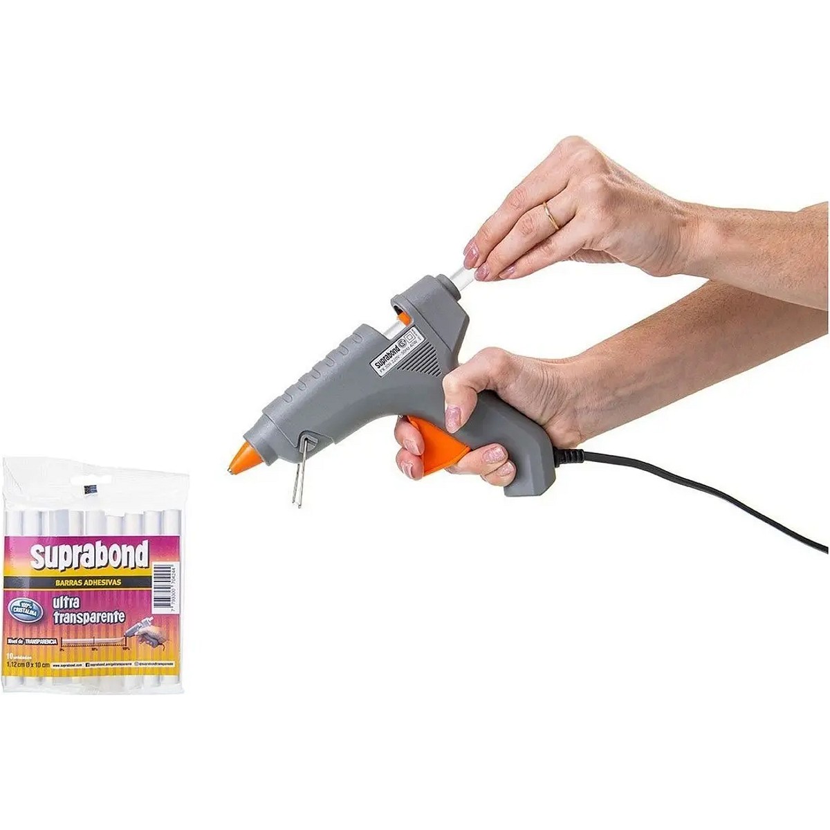 Pistola Encoladora Silicona Suprabond PX300 + 10 Barras