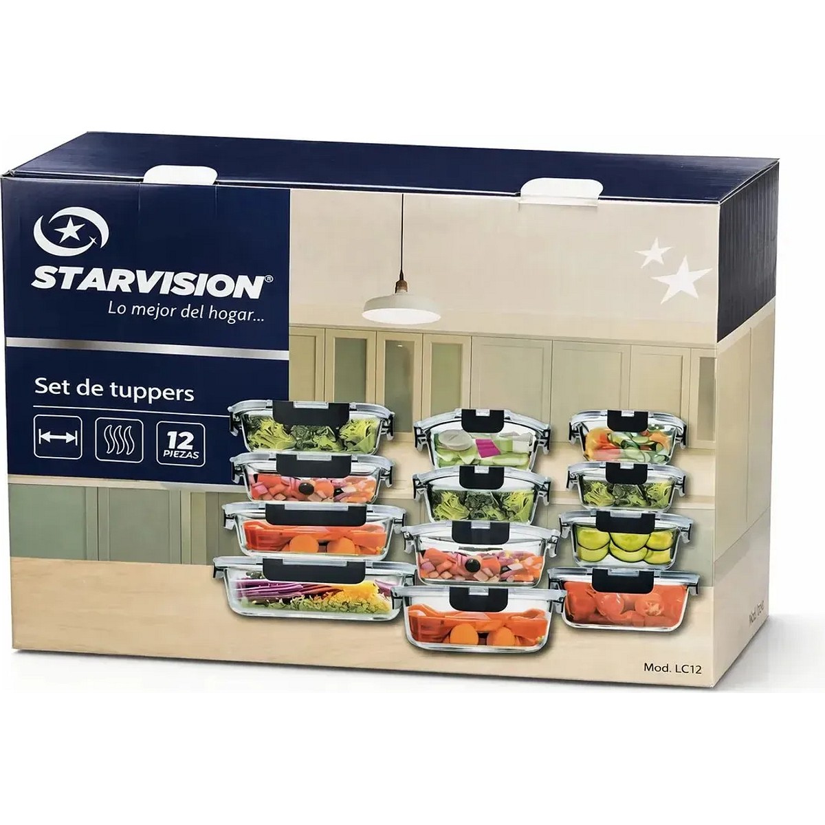 Set 12 Tuppers Vidrio Hermetico Star Vision Transparente
