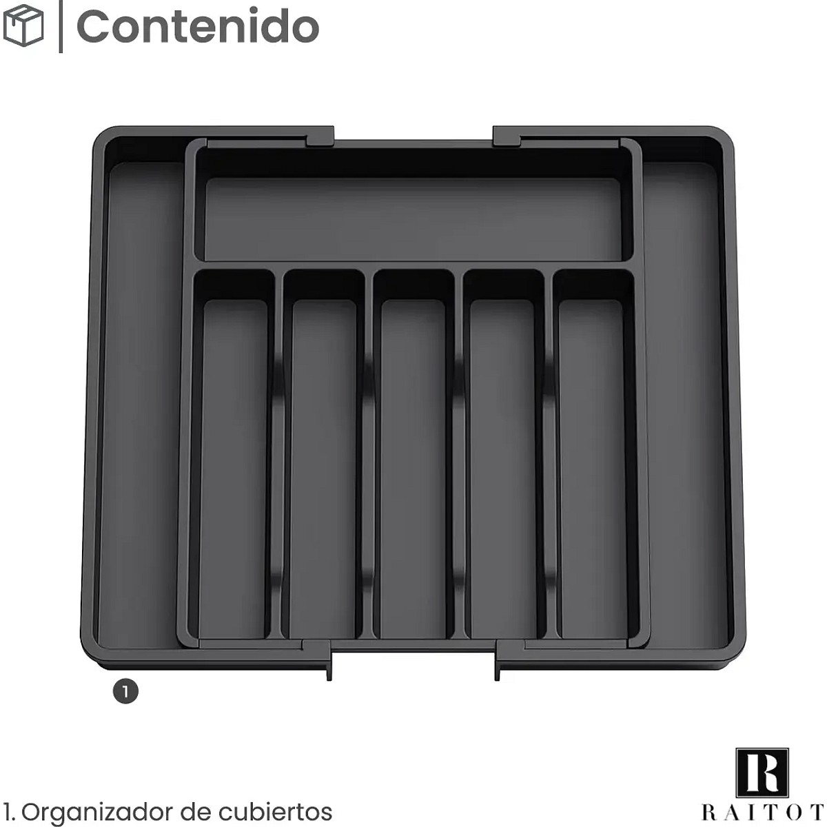 Organizador Cubiertos Extensible Raitot 8 Compartimentos
