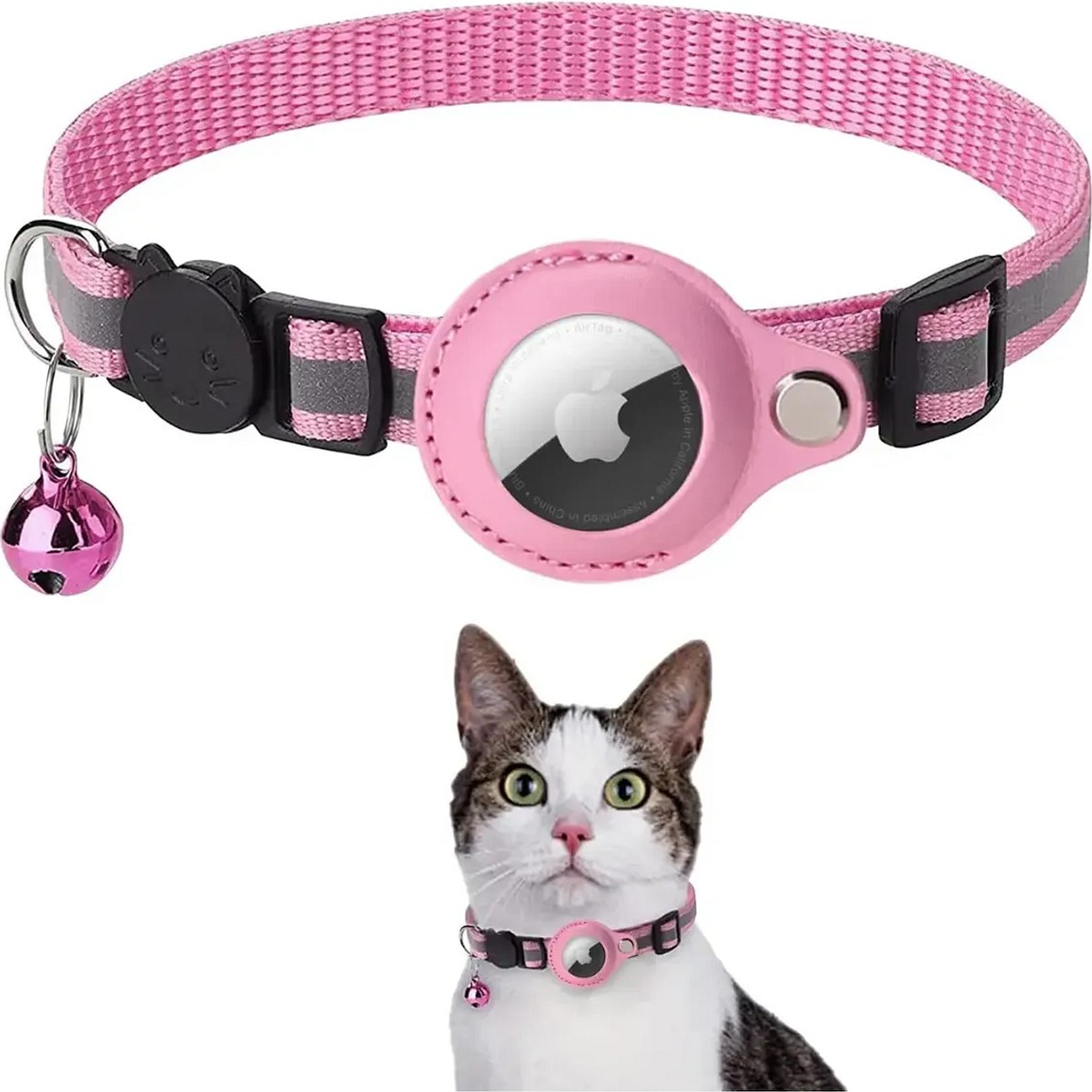 Collar Porta AirTag Reflectante Para Gato O Perro Chico