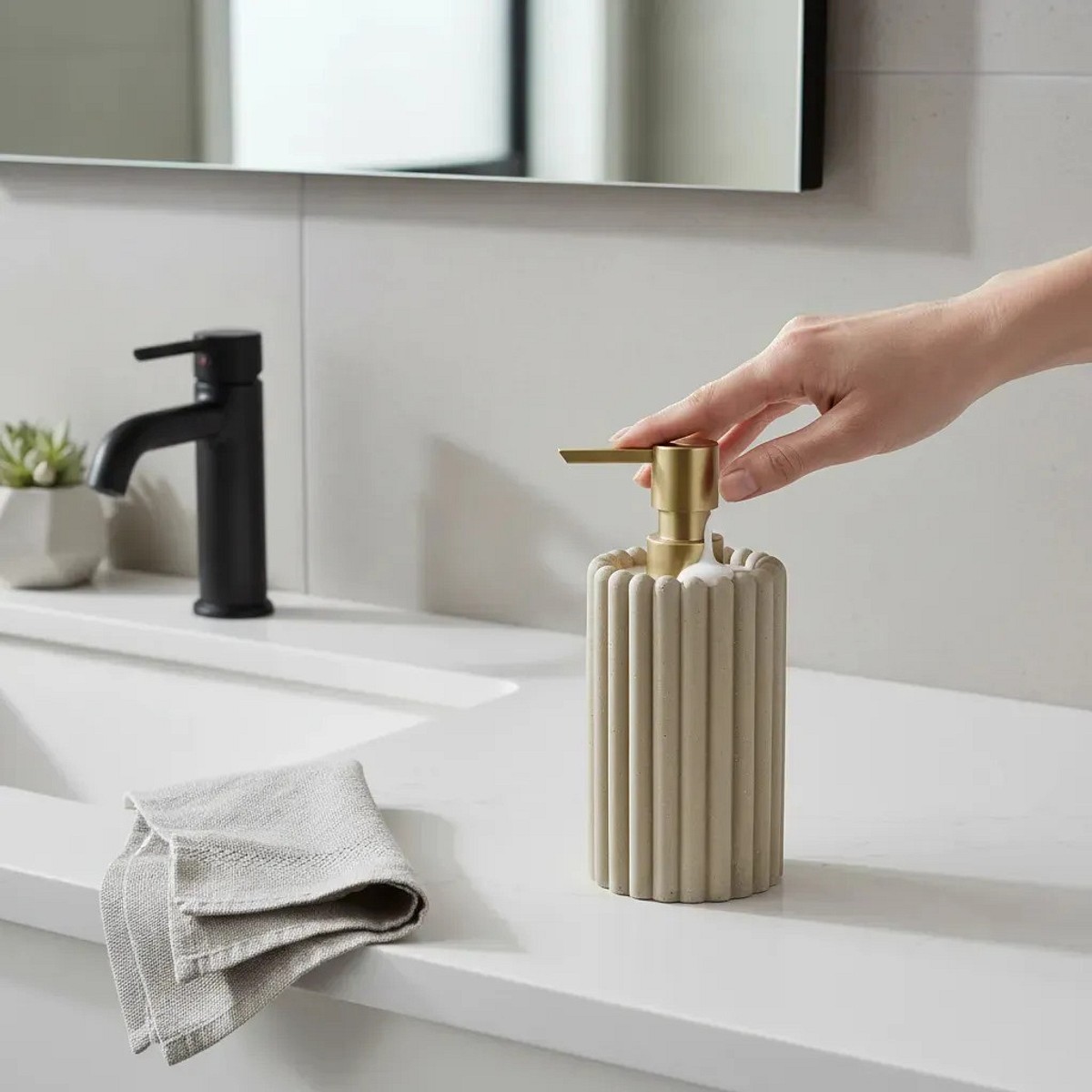 Dispenser Jabon Liquido En Tu Casa Darlia Canelado Beige