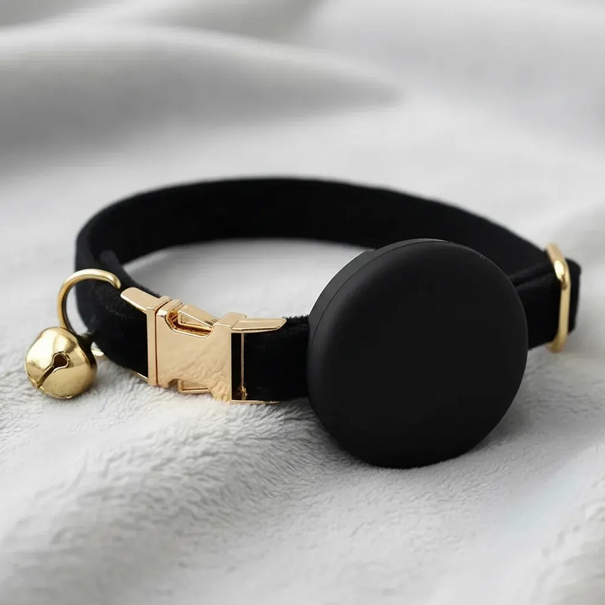 Collar Gato Boop Velvet S Regulable Porta Airtag Negro