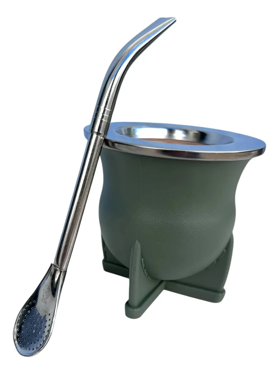 Mate Camionero Matucha Verde Virola Acero + Bombilla Pico