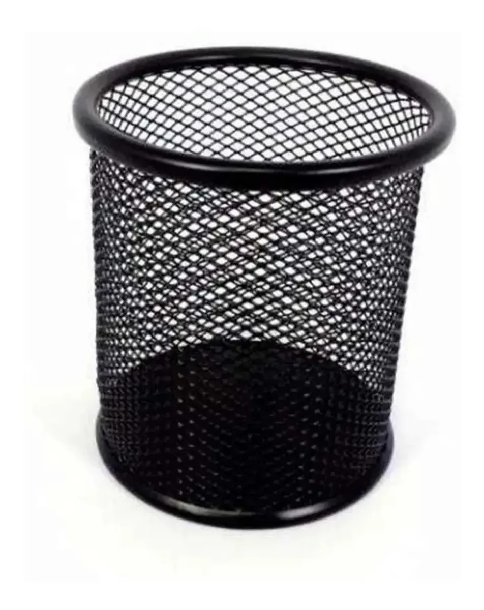 Portalápices Kendra Metal Mesh Negro Escritorio 10cm