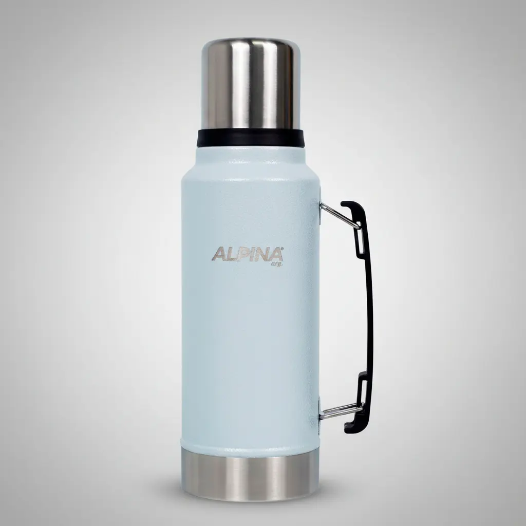 Termo Alpina 1 Litro Acero Inoxidable Blanco Manija