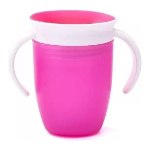 Vaso Antiderrame Bebe 360 MomoKids 260ml Con Manija Fucsia