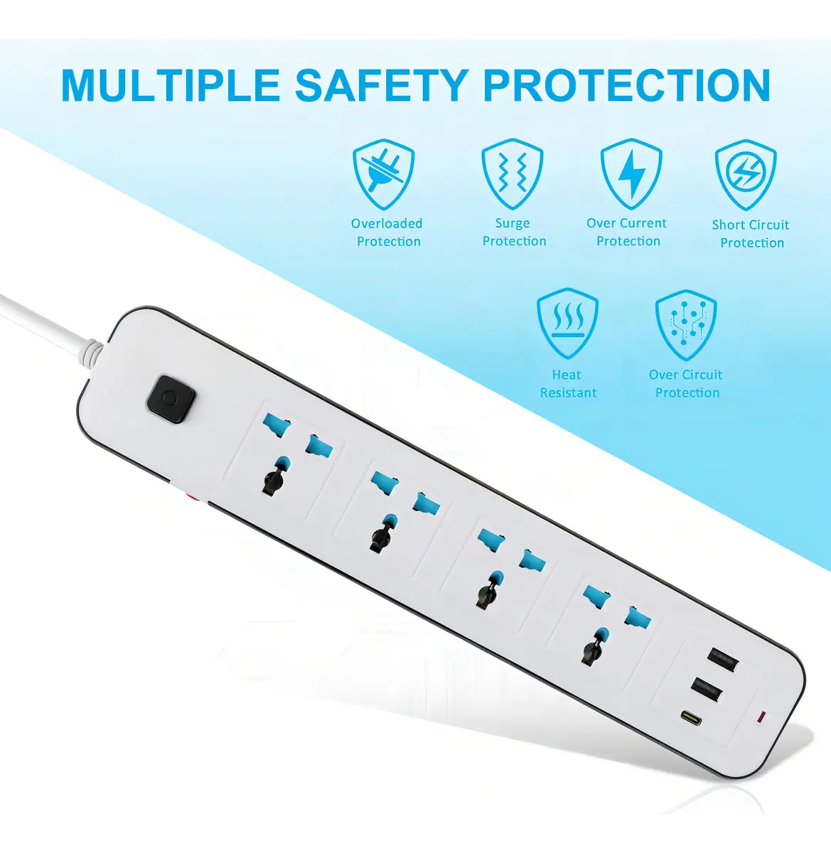 Zapatilla Electrica Seisa AMT-636 4 Tomas USB Tipo C